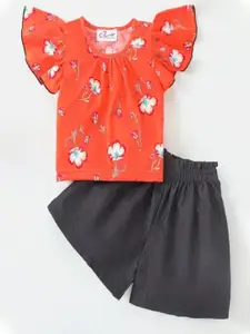 M'andy Girls Printed Pure Cotton Top with Shorts