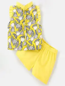 M'andy Girls Printed Pure Cotton Top with Shorts