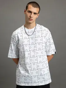 Bewakoof Graphic Printed Drop Shoulder Sleeves Oversized Cotton T-shirt