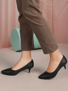 ICONICS Textured Kitten Heel Pumps