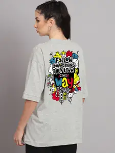 Imsa Moda Typography Printed Cotton Oversized T-shirt