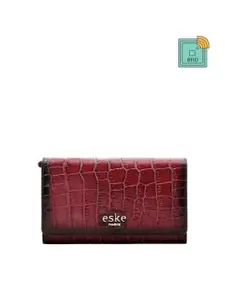 Eske Women Textured Leather Three Fold Wallet