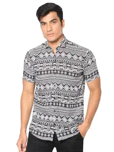 N AND J Classic Fit Ethnic Motifs Printed Casual Shirt
