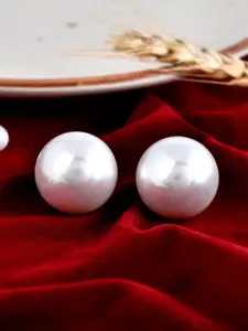 Shoshaa Silver-Plated Contemporary Pearl Studs