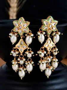 Shoshaa Gold-Plated Contemporary Drop Earrings