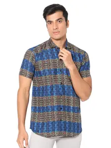 N AND J Classic Fit Ethnic Motifs Printed Casual Shirt