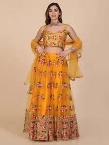 Atsevam Embroidered Sequinned Semi-Stitched Lehenga & Unstitched Blouse With Dupatta