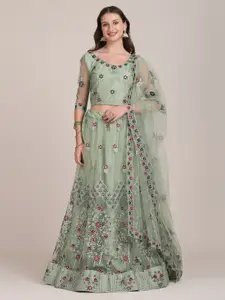 Atsevam Embroidered Thread Work Semi-Stitched Lehenga & Unstitched Blouse With Dupatta