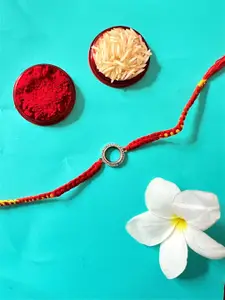 Arte Jewels Stone Studded Ring Shaped Thread Rakhi With Greeting Card