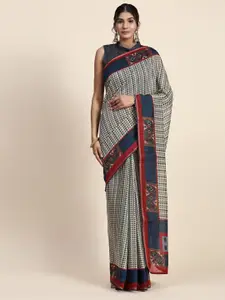 RACHNA Abstract Printed Art Silk Tussar Saree
