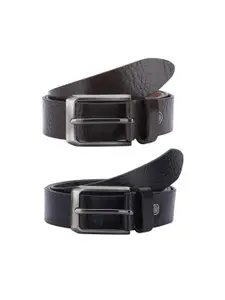 The Roadster Lifestyle Co. Men Pack Of 2 Black & Brown Leather Belts