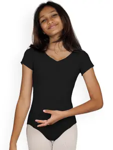 IKAANYA Girls Short Sleeves Leotard Bodysuit