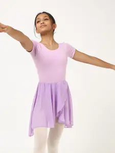 IKAANYA Girls Ballet Short Sleeves Leotard With Skirt