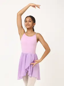IKAANYA Girls Ballet Camisole Leotard With Wrap Around Skirt