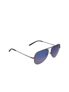 Tommy Hilfiger Tommy Hilfiger Men Blue Lens & Gunmetal-Toned Aviator Sunglasses with UV Protected Lens