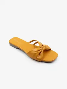 DressBerry Yellow Knotted Open Toe Flats