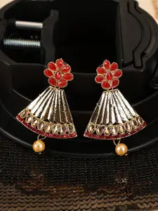 ANIKAS CREATION Gold Plated Triangular Shape Stone Jhumkas
