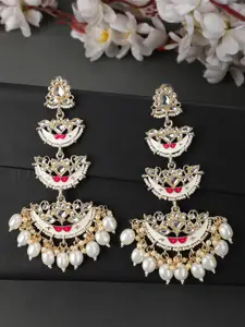 ANIKAS CREATION Gold-Plated Contemporary Kundan Drop Earrings