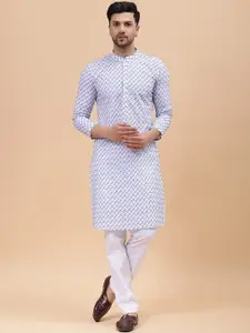See Designs Embroidered Mandarin Collar Pure Cotton Kurta