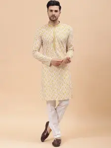 See Designs Woven Design Mandarin Collar Pure Cotton Kurta
