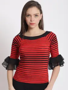 The Mini NEEDLE Striped Bell Sleeves Fitted Top