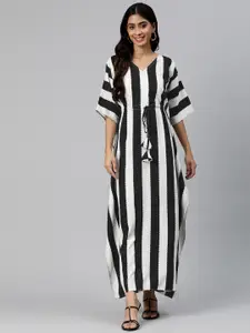 Cottinfab Striped Kimono Sleeve Crepe Kaftan Maxi Dress