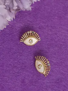 SOHI Gold-Plated Contemporary Studs Earrings