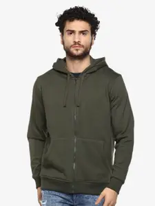 Alan Jones Men Solid Hooded Front-Open Sweatshirt