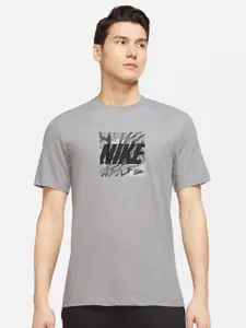 Nike Men Dri-FIT Brand Logo Printed Cotton Training T-shirt