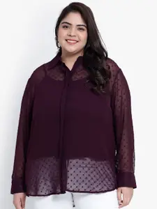 Indietoga Plus Size Smart Self Design Georgette Casual Shirt