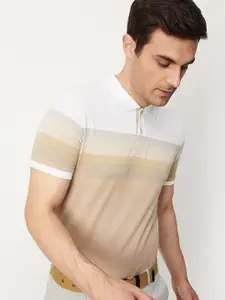 max Horizontal Striped Polo Collar Cotton T-Shirt