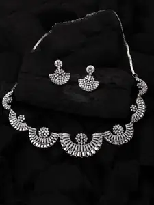Mirana Rhodium-Plated AD Studded Necklace Set