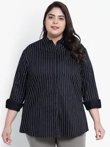 Indietoga Plus Size Slim Fit Striped Cotton Formal Shirt
