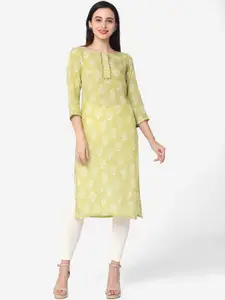 KALINI Floral Printed Cotton Straight Kurta