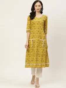 KALINI Floral Printed Cotton Kurta