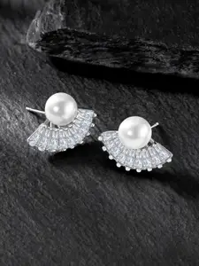 Peora Silver-Plated Contemporary Studs Earrings