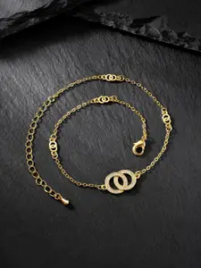 Peora Gold-Plated CZ Studded Anklet