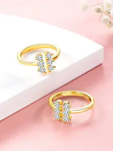 Peora Set Of 2 Gold-Plated CZ Studded Toe Rings