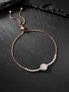 Peora Cubic Zirconia Rose Gold-Plated Charm Bracelet