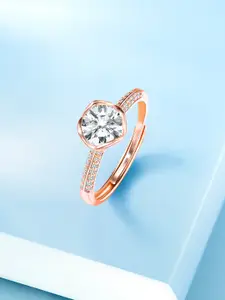 Peora Rose Gold-Plated CZ-Studded Adjustable Finger Ring