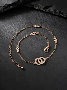 Peora Rose Gold-Plated CZ Studded Anklet