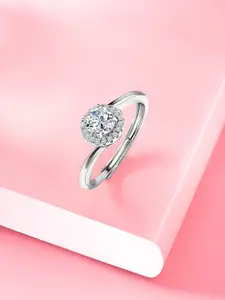 Peora Silver-Plated CZ-Studded Adjustable Finger Ring