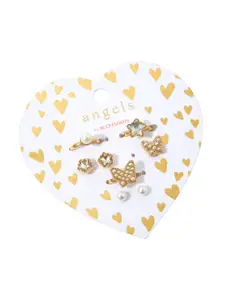 Accessorize London Girls Set of 3 Gold-Plated Ring And Earrings
