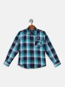 Monte Carlo Boys Tartan Checked Roll Up Sleeves Cotton Casual Shirt