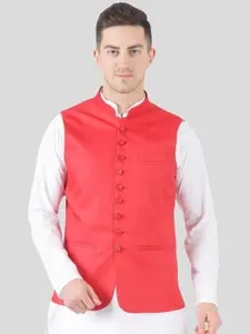 TAHVO Satin Mandarin Collar Nehru Jacket
