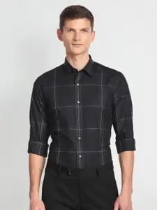 Arrow New York Slim Fit Windowpane Checks Pure Cotton Formal Shirt