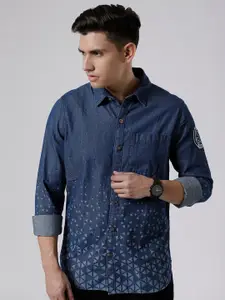 WROGN Standard Slim Fit Geometric Printed Twill Cotton Casual Shirt
