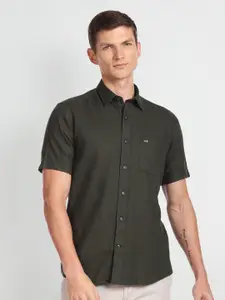 Arrow Sport Spread Collar Twill Weave Pure Cotton Casual Shirt