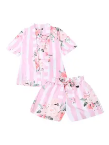 Actuel Girls Pure Cotton Printed Top With Shorts