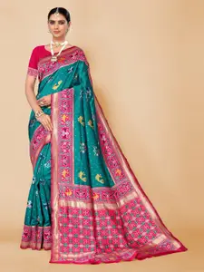 DIVASTRI Ethnic Motifs Woven Design Zari Silk Cotton Banarasi Saree